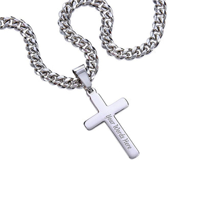 To My Man - Cuban Link Chain with Engraved Artisan Cross